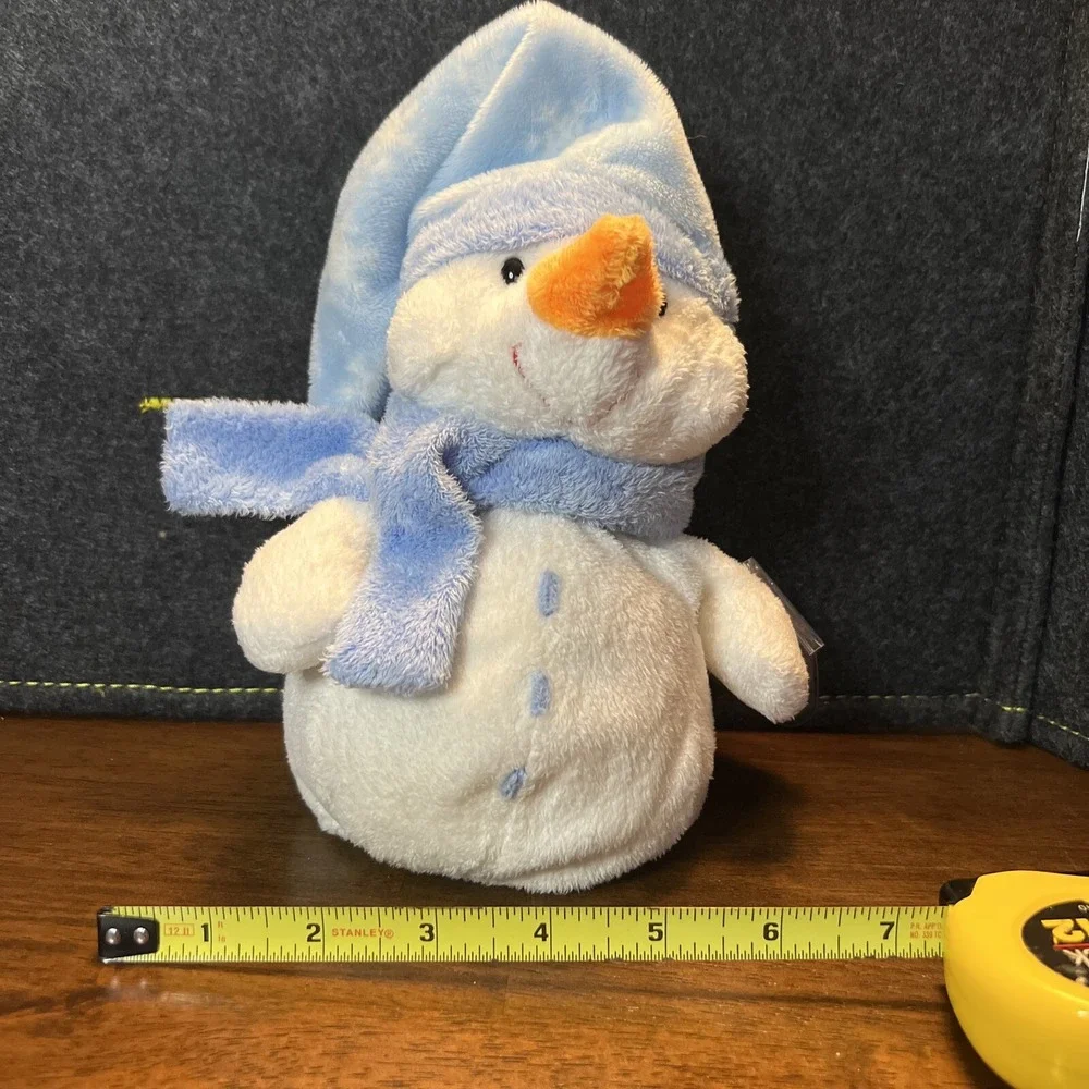 Ty Pluffies WINDCHILL Snowman Blue White Orange Carrot Nose Plush‎ Bean Bag 8